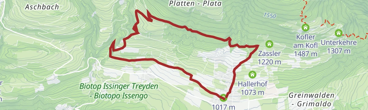 Route map: Honigberg route on the sunny slope of Pfalzen